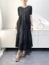 Summer 2023 women's pleated dress: Fashionable, youthful, loose, large-sized, mid-length bubble pleated dress for export Application Scenario